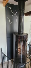 Ecaux-Chauff -  Installation d'un poêle à bois rond avec protection murale pare-feu et conduit de fumée performant à Yvetot 76 proche de Barentin en Seine Maritime